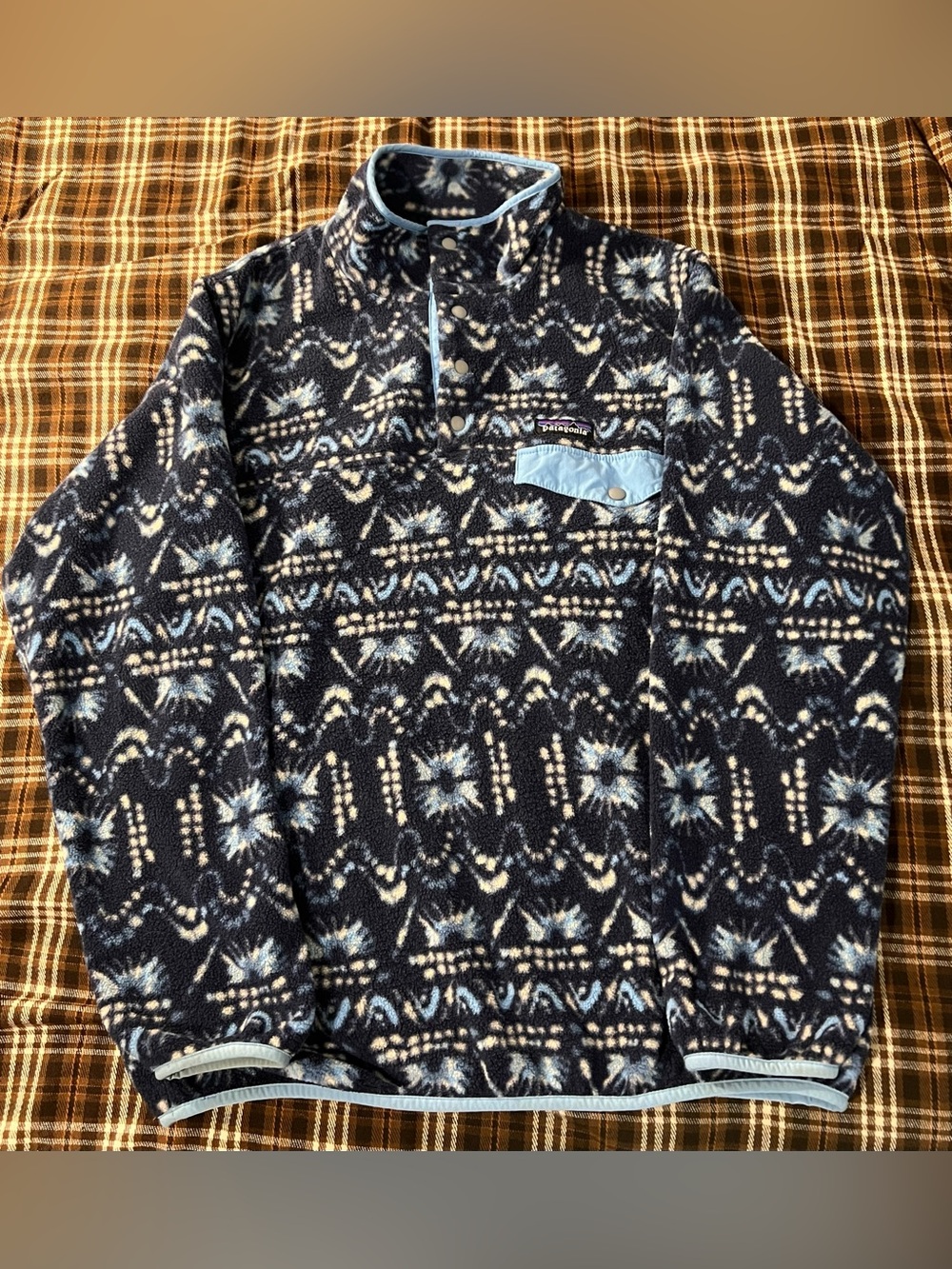 Patagonia Women Synchilla Snap-T Sunshine Dye Hz New Navy Pullover Jacket L Rare